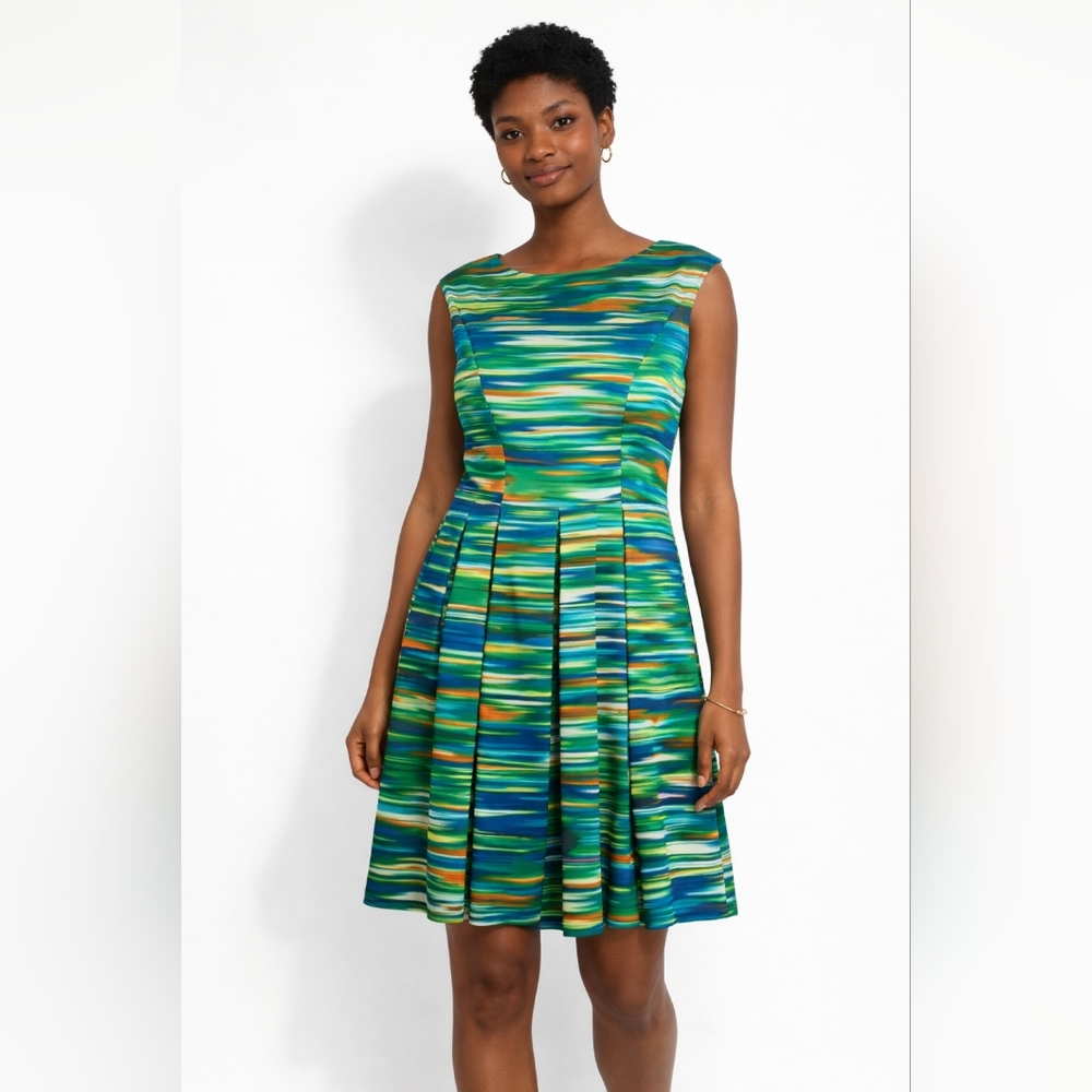 Calvin Klein Watercolor A-Line Fit & Flare Midi Dress – Size 12
